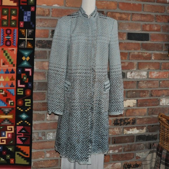Strenesse Gabriele Strehle Wool Tweed Woven Wool Blend Midi Dress Pea Coat 40 - Picture 4 of 13